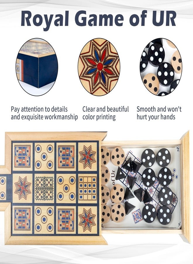 WodGod Wooden Royal Game of UR,Ancient Strategy Board Game for 2 Players,Beautifully Designed Board with Storage Drawers,Over 4500 Years Old (Orange) - Image 2